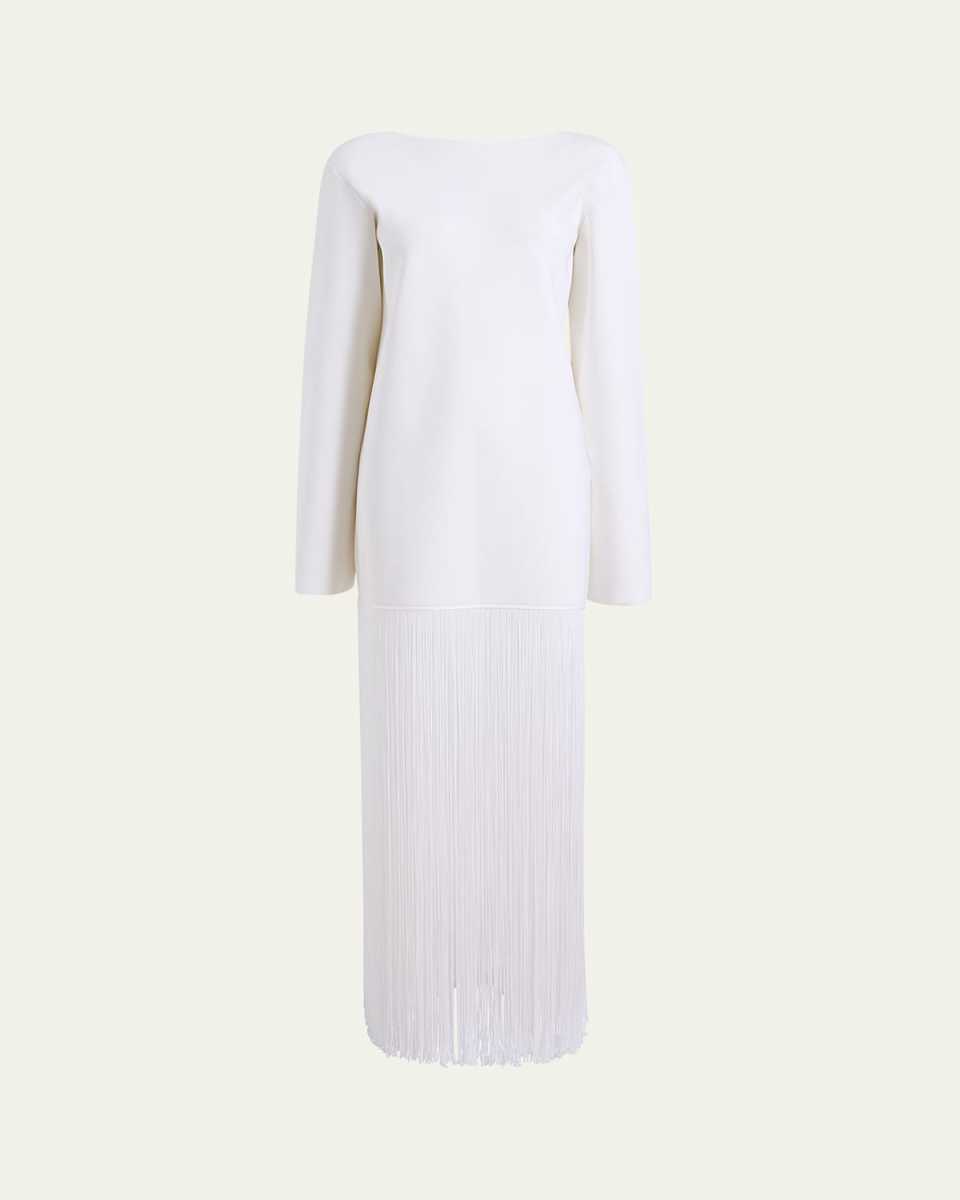 Paley Long-Sleeve Fringe Backless Maxi Dress